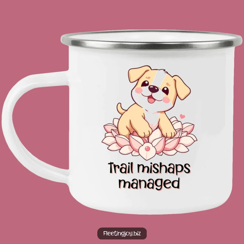 Funny Puppy Petal Camping Mug: Adventure Buddy Humor, Adorable Funny Gift