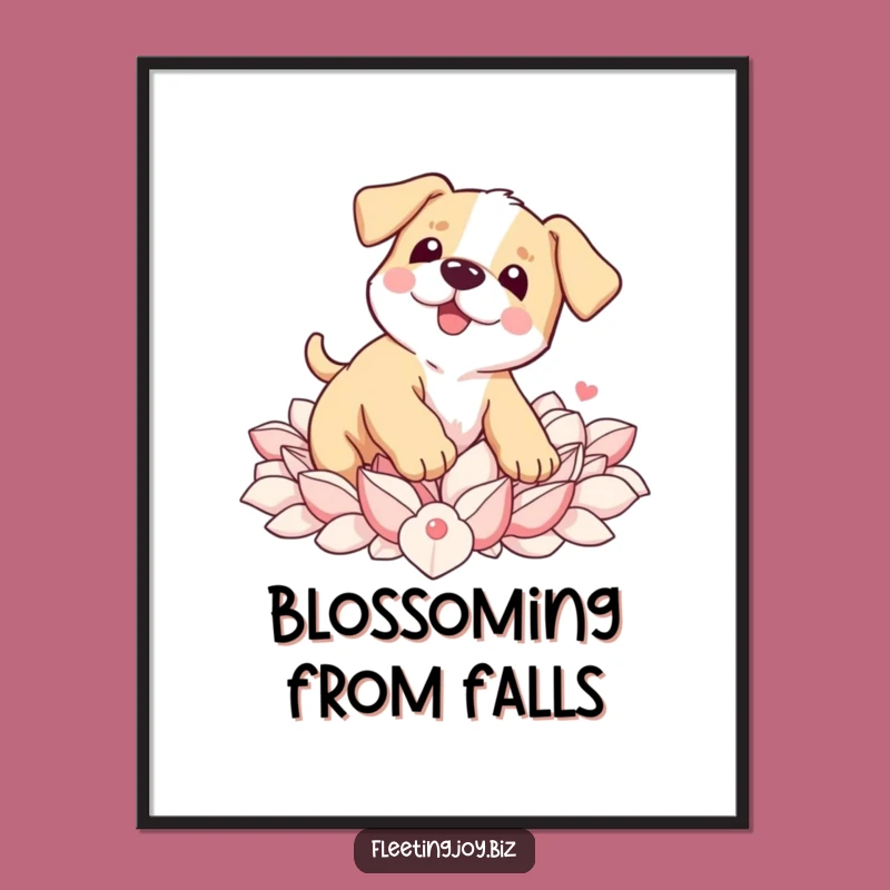 Funny Puppy Petal Digital Print: Instant Adorable Decor, Perfect Funny Gift