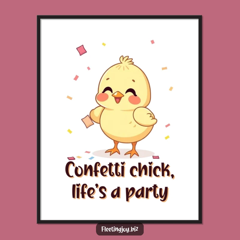 Funny Free Printable Wall Art: Cheerful Chick Pecks Confetti Art